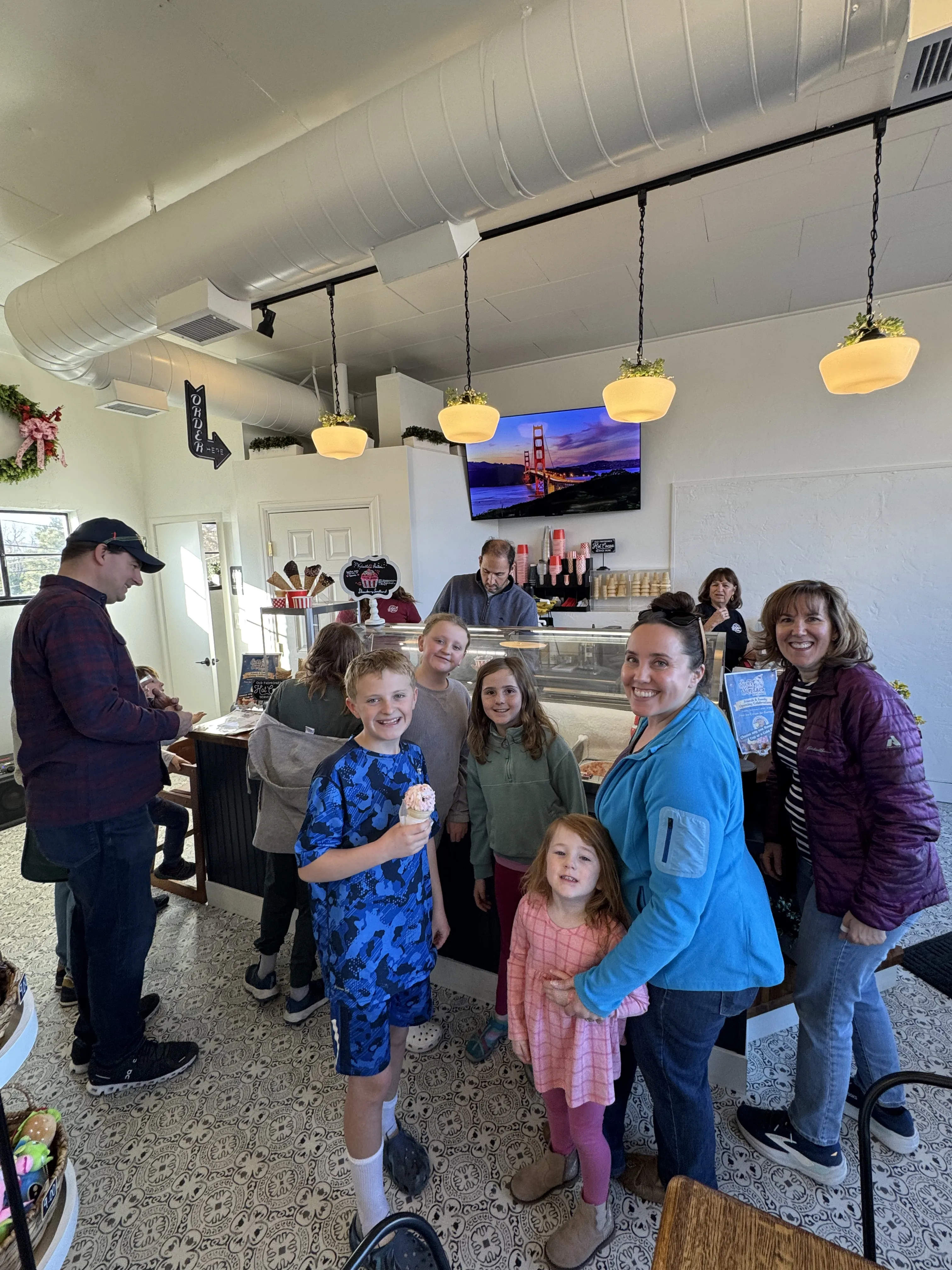 Specialty house sundae with whipped cream